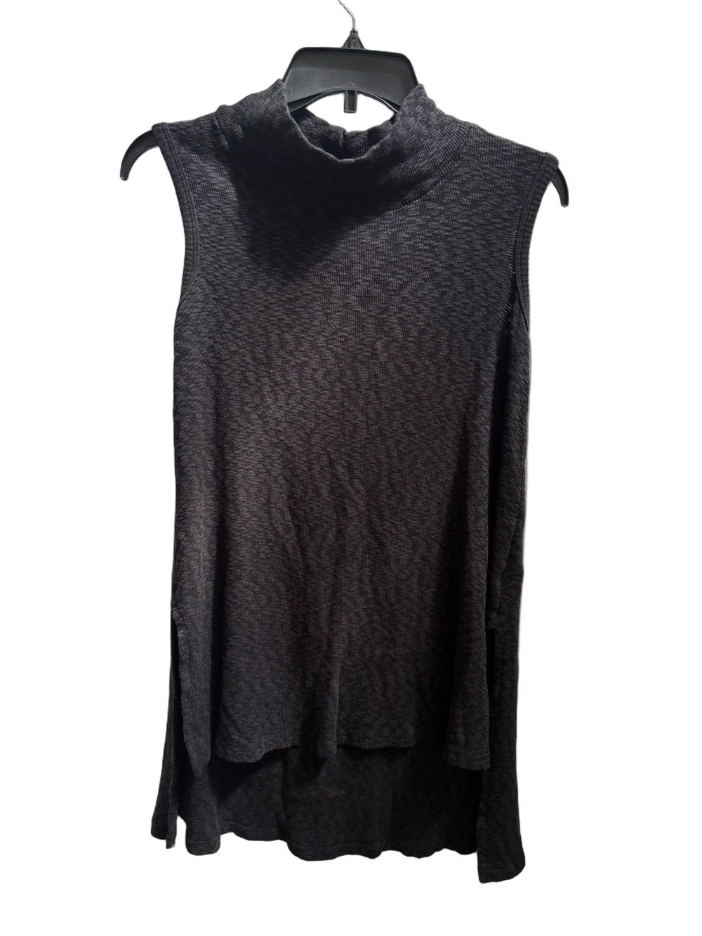 Cha Cha Vente Knit Sleeveless Mock Neck Top in Grayish Black, Size M-up to L,GUC